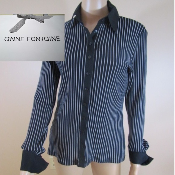 Anne Fontaine Tops - ANNE FONTAINE WOMEN SHIRT BLACK AND WHITE SIZE 42